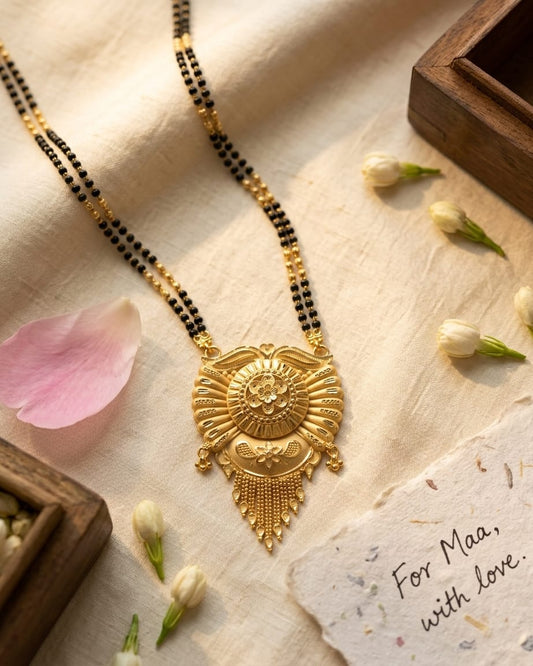 Avani Temple Design 18K Gold Plated Mangalsutra | Traditional Floral Pendant for Women