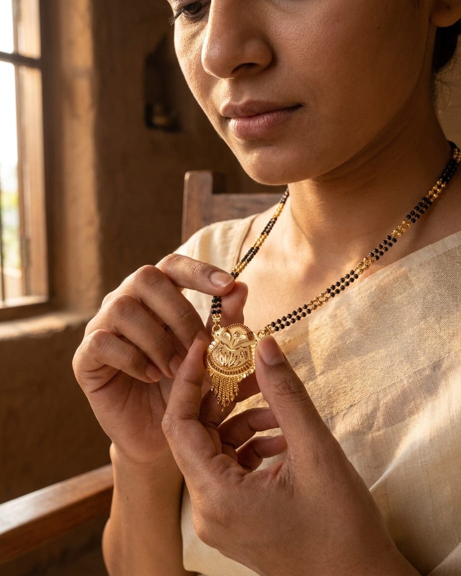 Ishani Lotus Temple 18K Gold Plated Mangalsutra | Traditional Handcrafted Pendant for Women