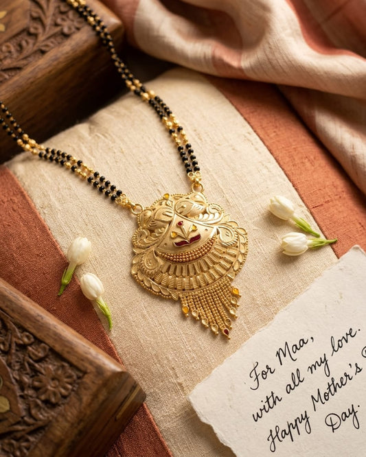 Nandini Temple Design 18K Gold Plated Mangalsutra | Traditional Handcrafted Pendant for Women