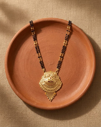 Nandini Temple Design 18K Gold Plated Mangalsutra | Traditional Handcrafted Pendant for Women