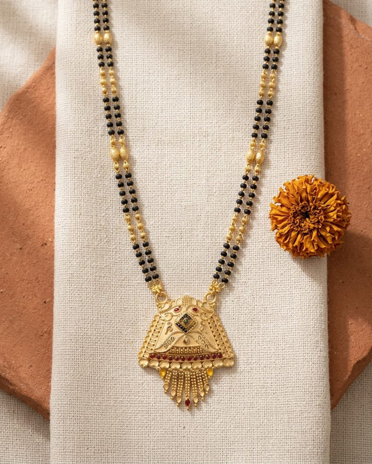 Vaishnavi Temple Design 18K Gold Plated Mangalsutra | Traditional Statement Pendant for Women