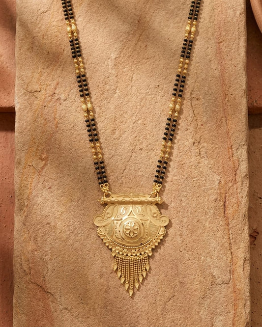 Meher Temple Design 18K Gold Plated Mangalsutra | Traditional Floral Pendant for Women