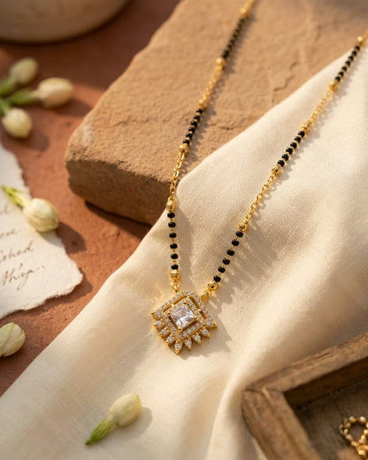 Elegant Gold & Black Diamond Pendant Mangalsutra