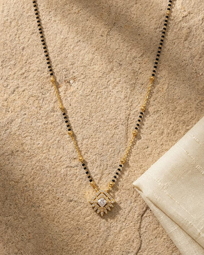 Elegant Gold & Black Diamond Pendant Mangalsutra