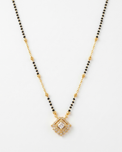 Elegant Gold & Black Diamond Pendant Mangalsutra