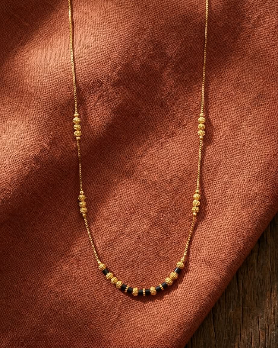 Classic Black & Gold Beaded Mangalsutra Necklace