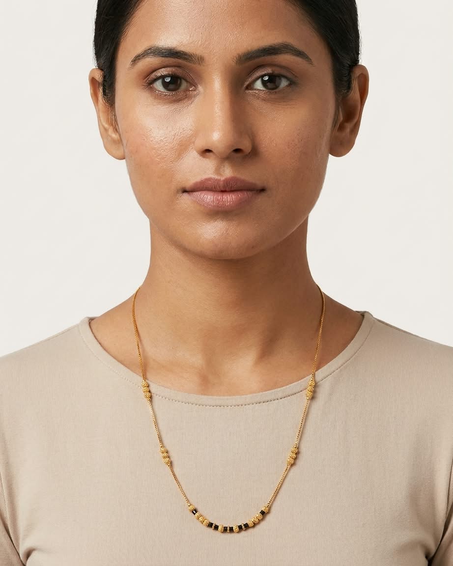 Classic Black & Gold Beaded Mangalsutra Necklace