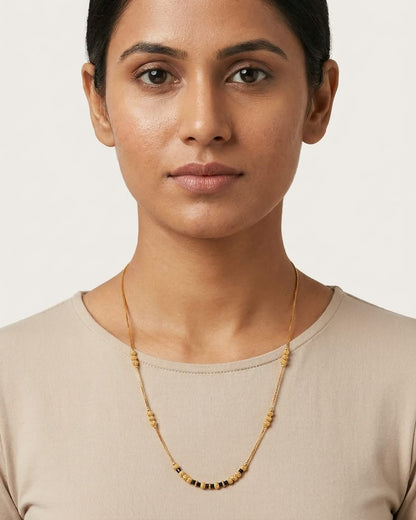 Classic Black & Gold Beaded Mangalsutra Necklace