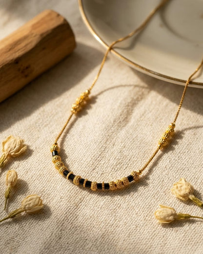 Classic Black & Gold Beaded Mangalsutra Necklace