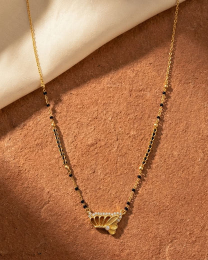 Elegant Gold & Black Butterfly Pendant Mangalsutra