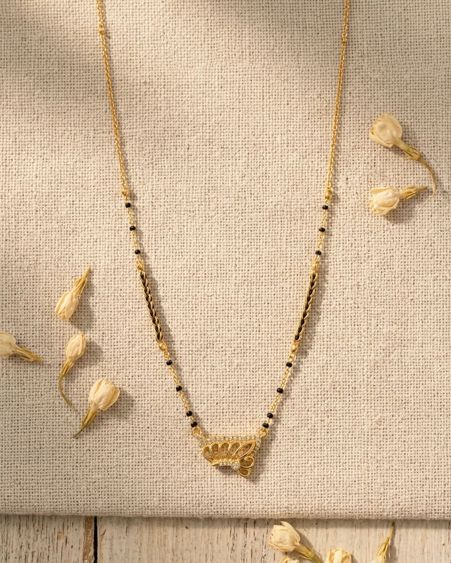 Elegant Gold & Black Butterfly Pendant Mangalsutra