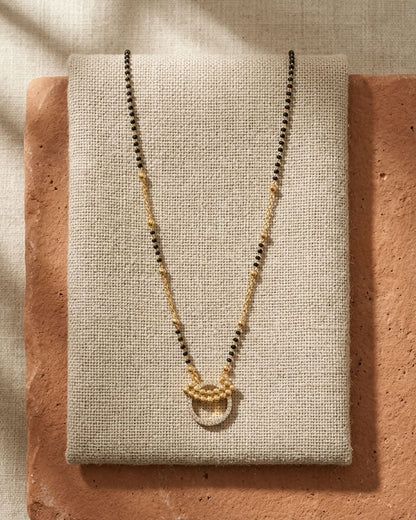 Elegant Gold & Black Beaded Circle Pendant Mangalsutra