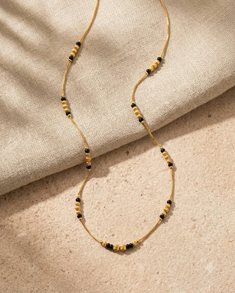 Classic Gold & Black Beaded Mangalsutra Necklace