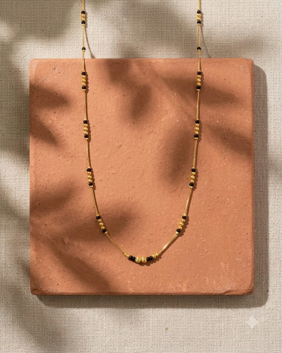Classic Gold & Black Beaded Mangalsutra Necklace