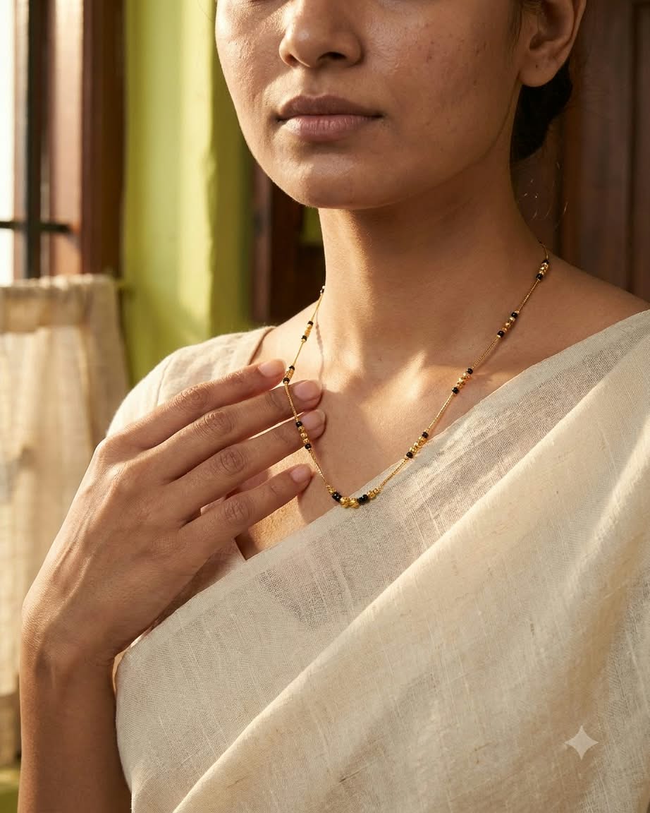 Classic Gold & Black Beaded Mangalsutra Necklace