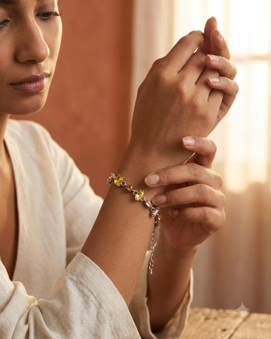Golden Amber Crystal Elegance Bracelet
