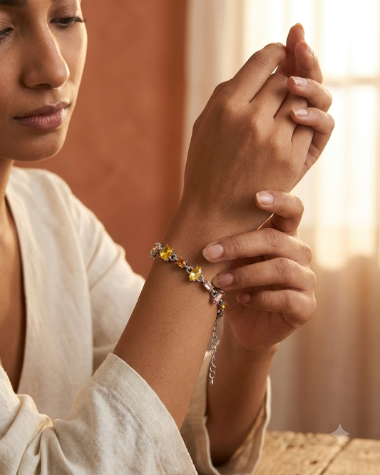Golden Amber Crystal Elegance Bracelet