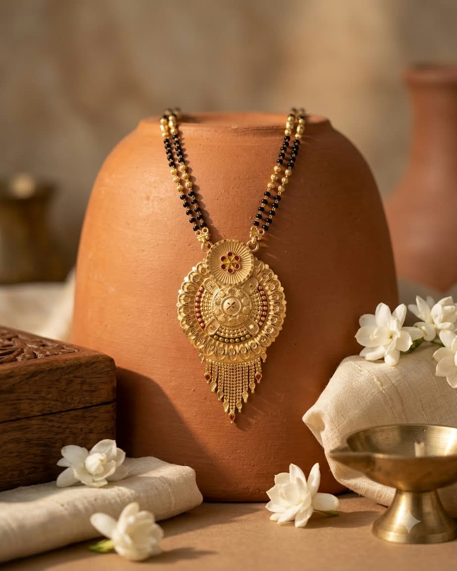 Traditional Gold & Black Beaded Mangalsutra