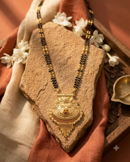 Traditional Gold Plated Black Beaded Mangalsutra