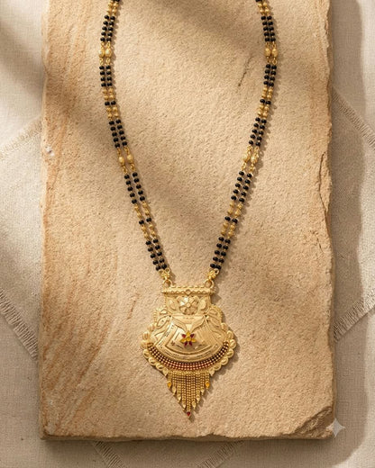 Traditional Gold Plated Black Beaded Mangalsutra