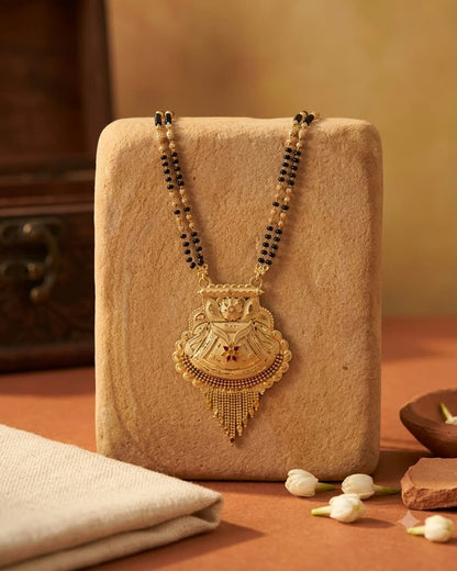 Traditional Gold Plated Black Beaded Mangalsutra