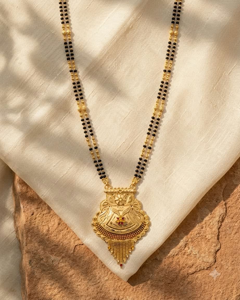 Traditional Gold Plated Black Beaded Mangalsutra