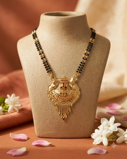 Royal Gold Black Beaded Statement Mangalsutra