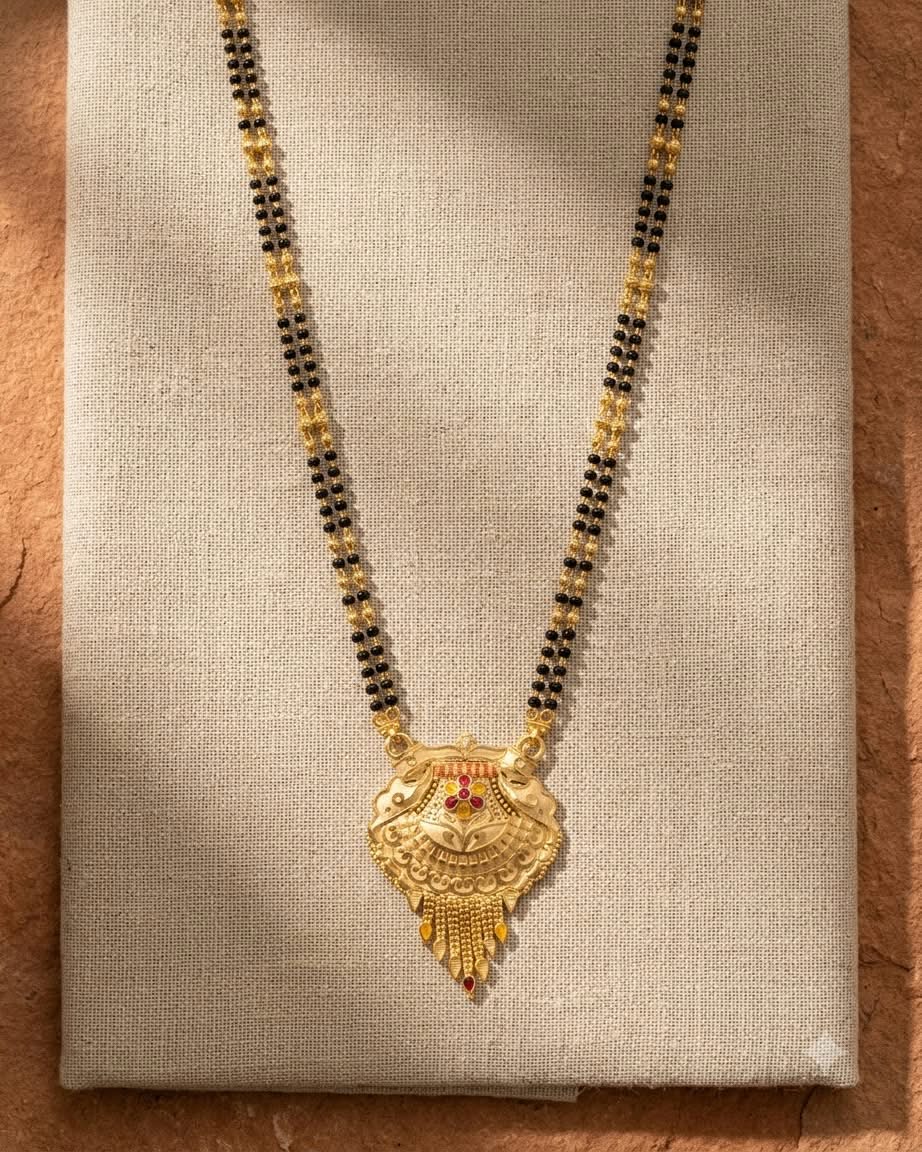 Royal Gold Black Beaded Statement Mangalsutra