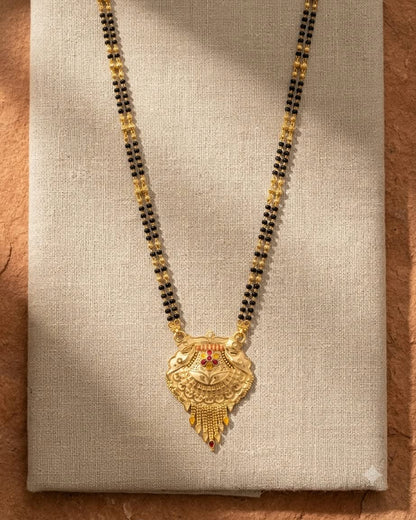 Royal Gold Black Beaded Statement Mangalsutra