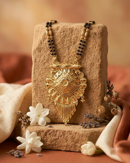 Antique Gold Black Beaded Statement Mangalsutra