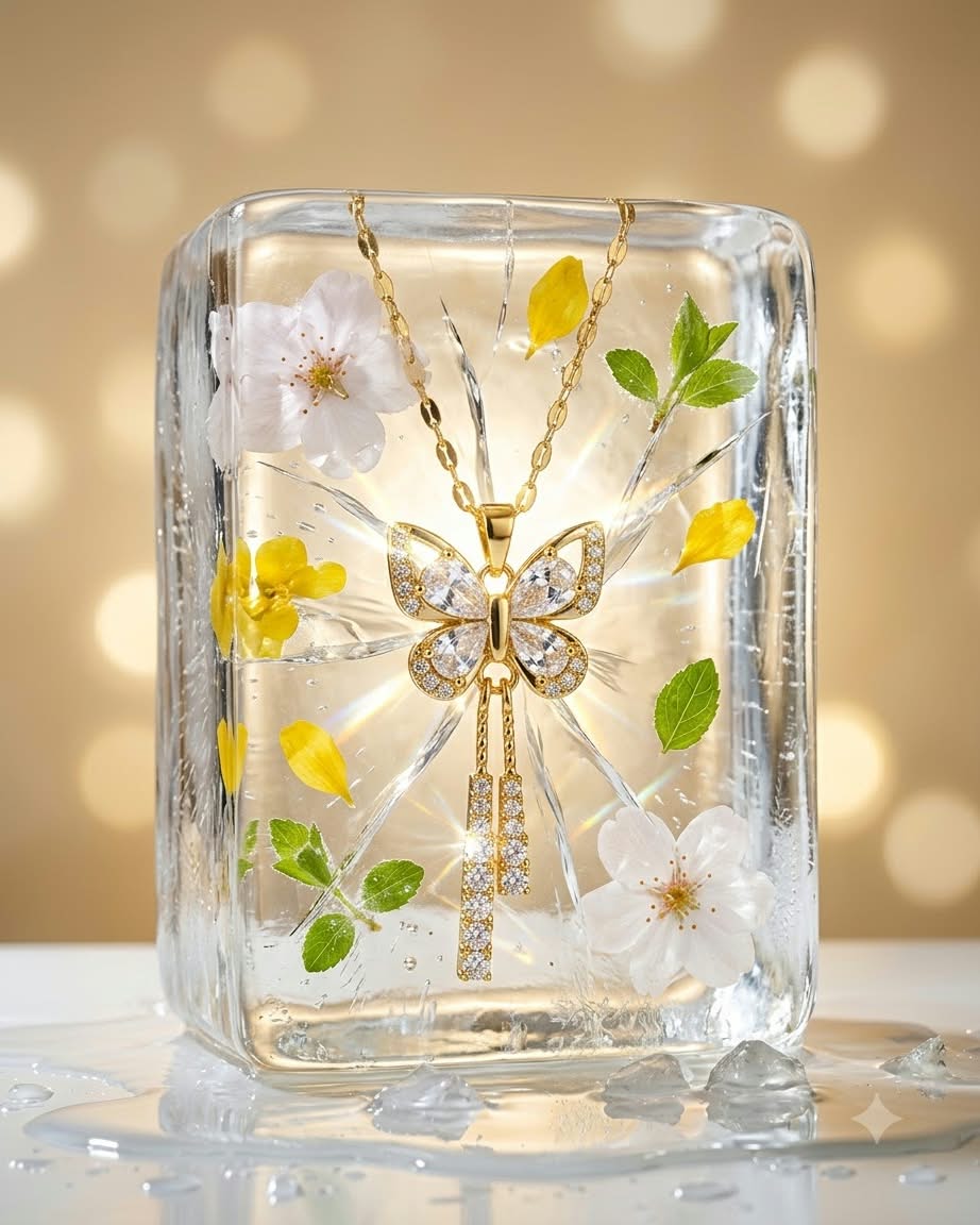 Elegant Butterfly Crystal Pendant Necklace