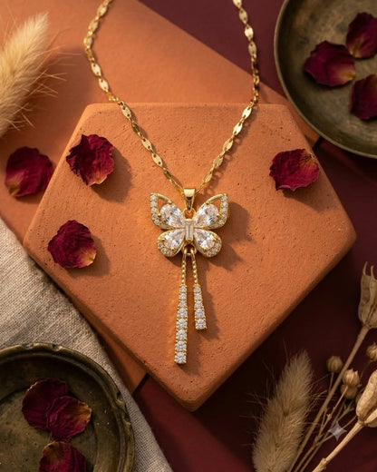 Elegant Butterfly Crystal Pendant Necklace