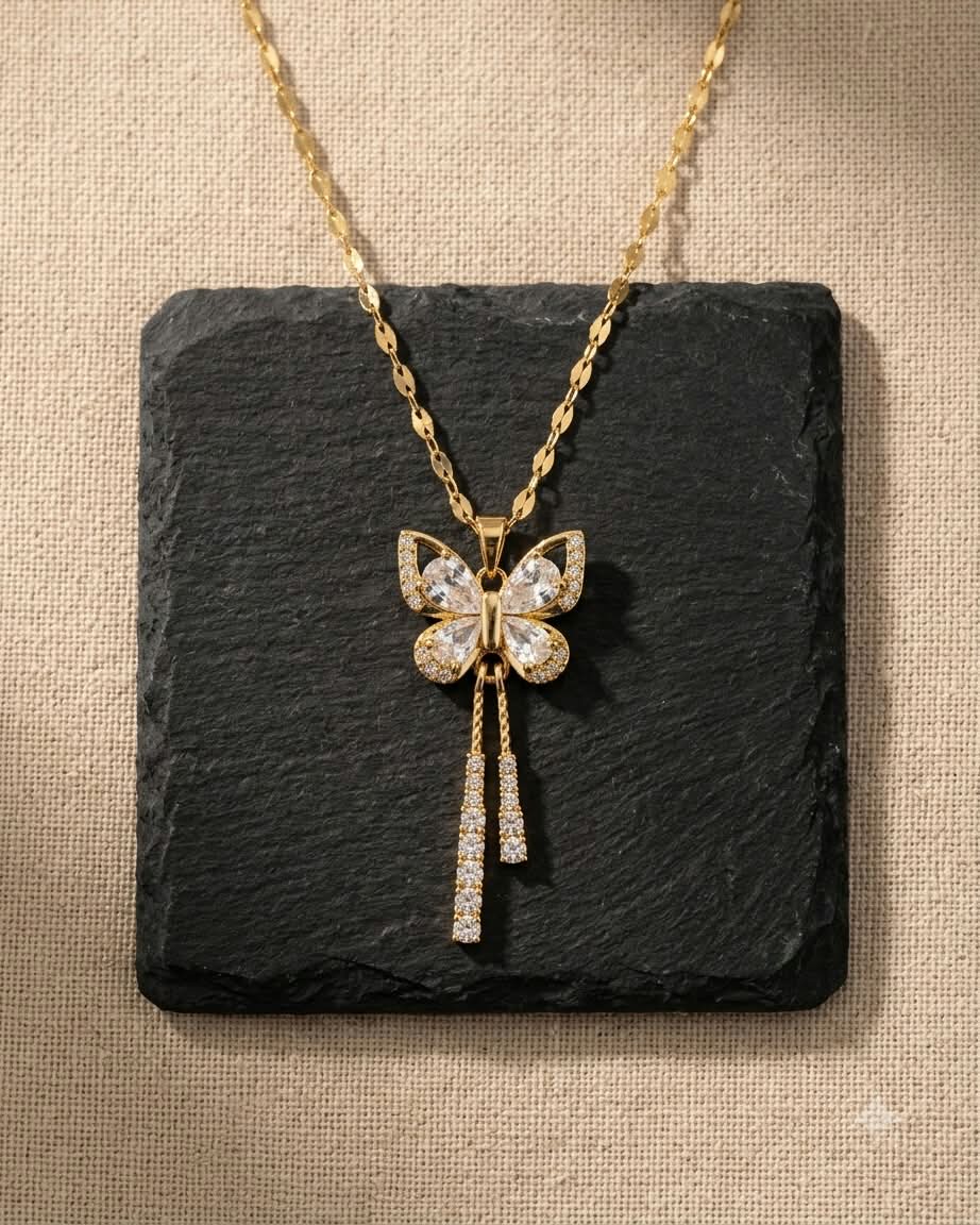 Elegant Butterfly Crystal Pendant Necklace