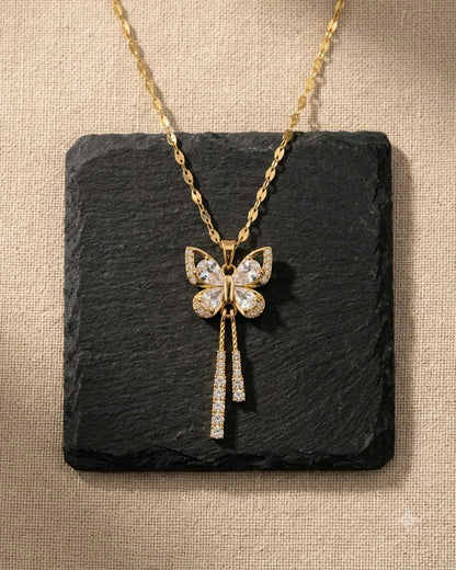 Elegant Butterfly Crystal Pendant Necklace