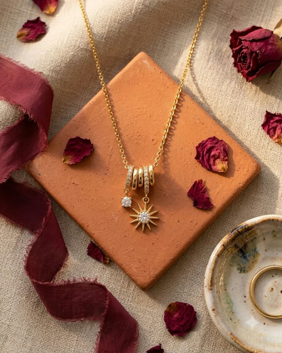 Elegant Sunburst Crystal Pendant Necklace