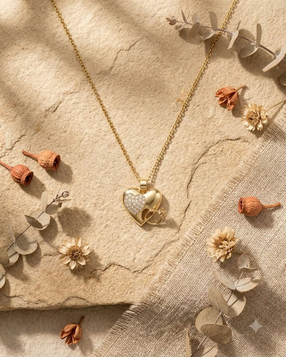 Elegant Double Heart Crystal Pendant Necklace