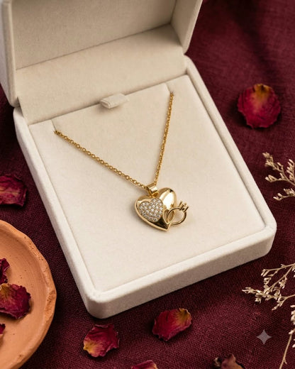 Elegant Double Heart Crystal Pendant Necklace