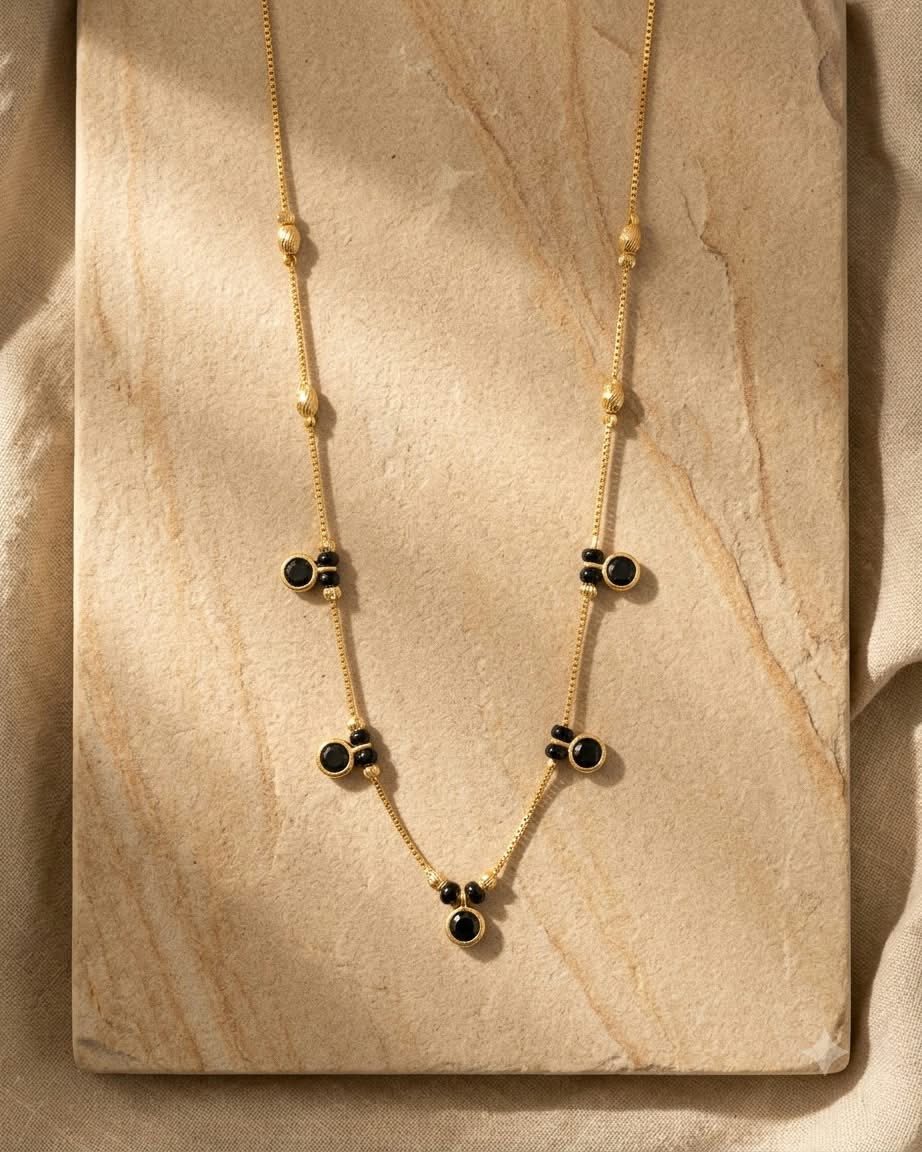 Elegant Black Beaded Gold Mangalsutra