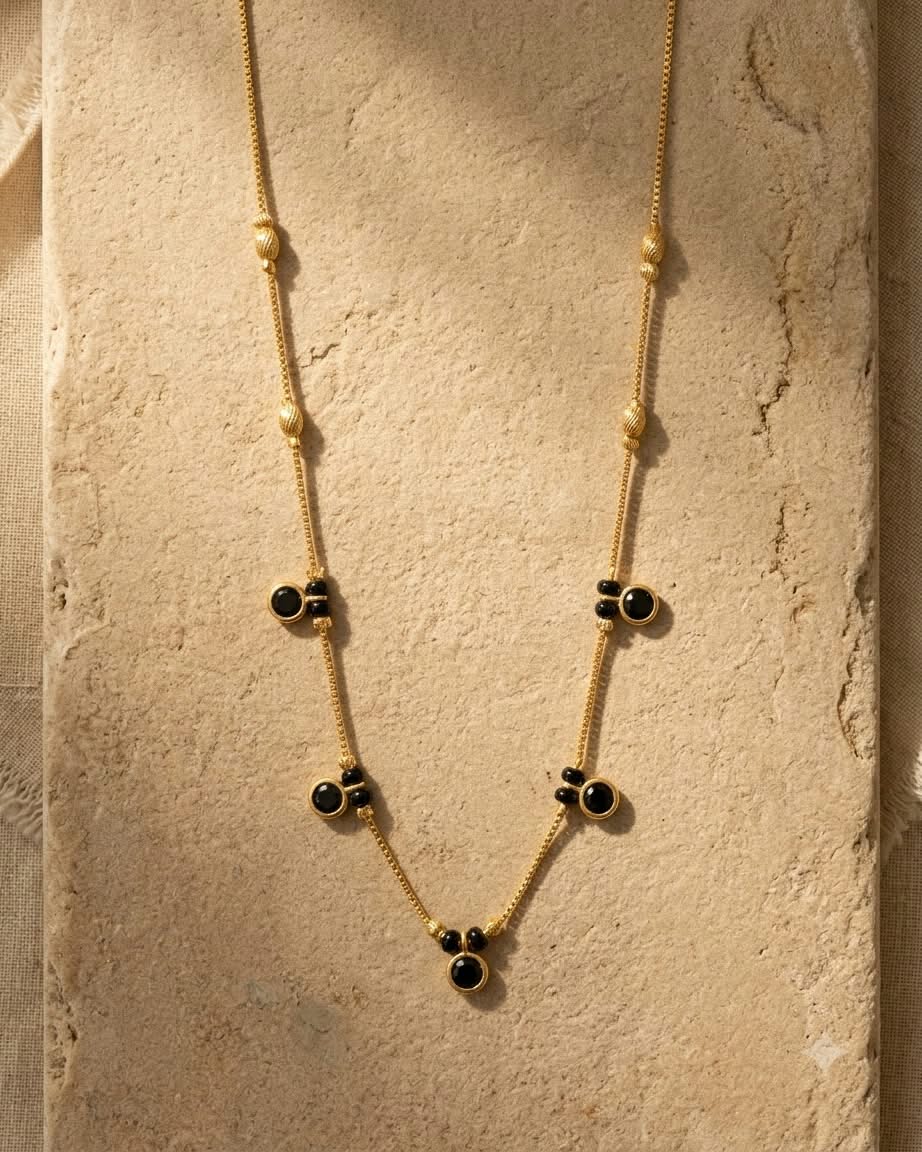 Elegant Black Beaded Gold Mangalsutra