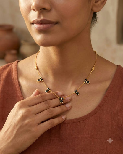 Elegant Black Beaded Gold Mangalsutra