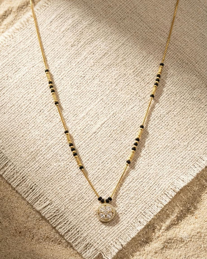Elegant Round Diamond Black Beaded Mangalsutra