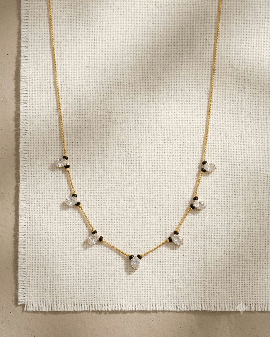 Elegant Crystal Black Beaded Mangalsutra