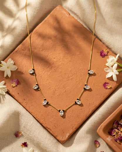 Elegant Crystal Black Beaded Mangalsutra