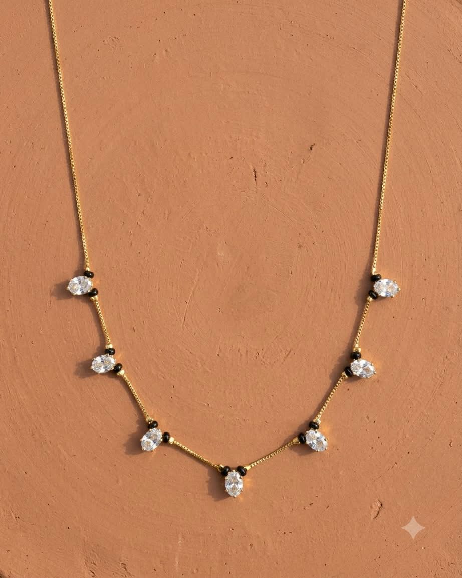 Elegant Crystal Black Beaded Mangalsutra