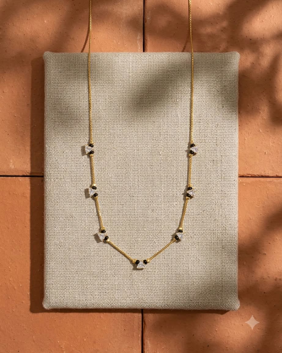 Minimal Diamond Black Beaded Mangalsutra