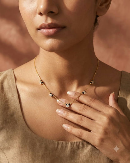 Minimal Diamond Black Beaded Mangalsutra