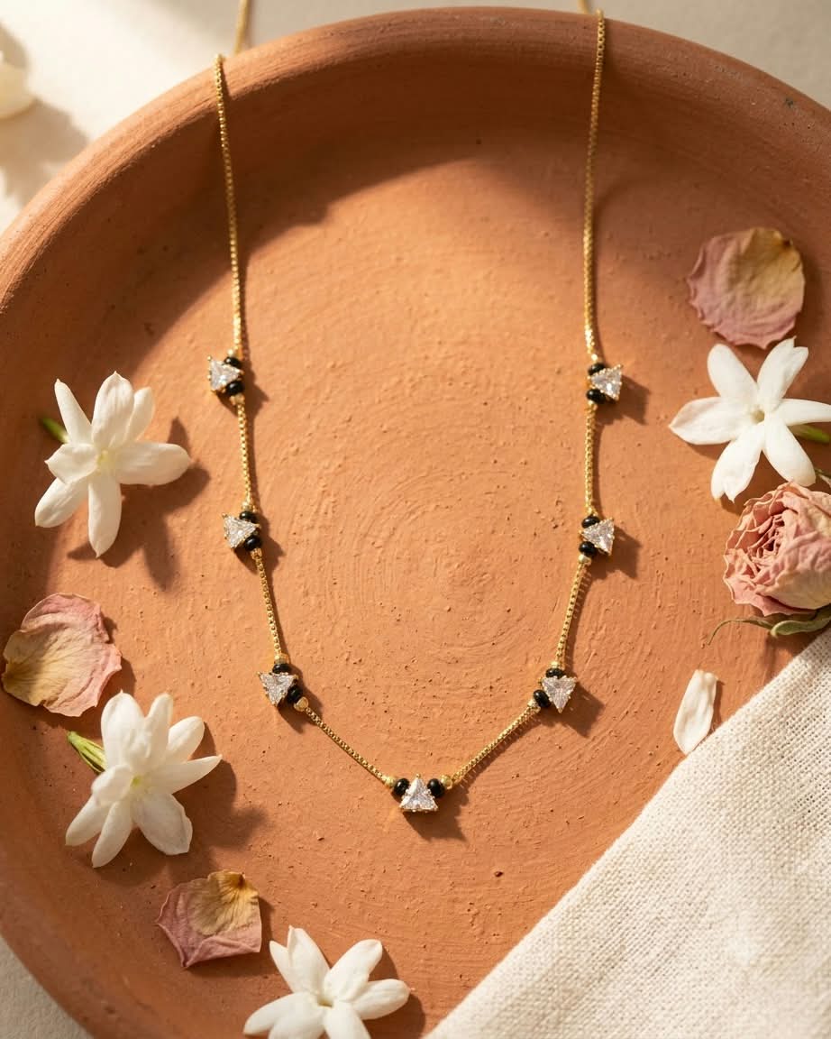 Minimal Diamond Black Beaded Mangalsutra