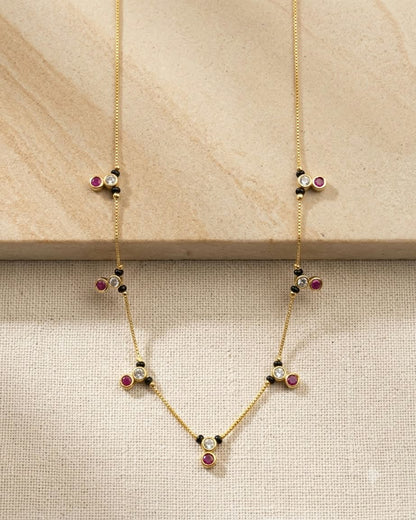 Ruby & Crystal Minimal Black Beaded Mangalsutra