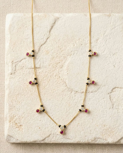 Ruby & Crystal Minimal Black Beaded Mangalsutra