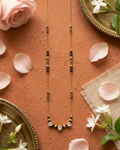 Heart Crystal Black Beaded Mangalsutra